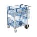 Mailroom Trolley with 2x Baskets & Panier Basket 510x710x910mm - light grey and blue